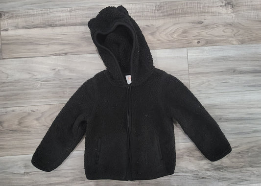 Wonder Nation Girls 24 month hooded black zip up fleece jacket 24 Months