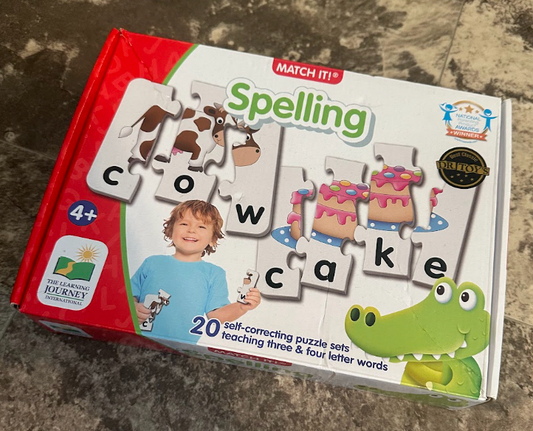 Learning Journey Match It Toddler Spelling Puzzles 20 Puzzles w/ 3-4 Pieces Each, Spelling Common Words Educational