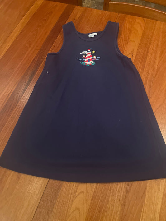 FAST FRIENDS 10 Navy short dress with nautical appliqué 10