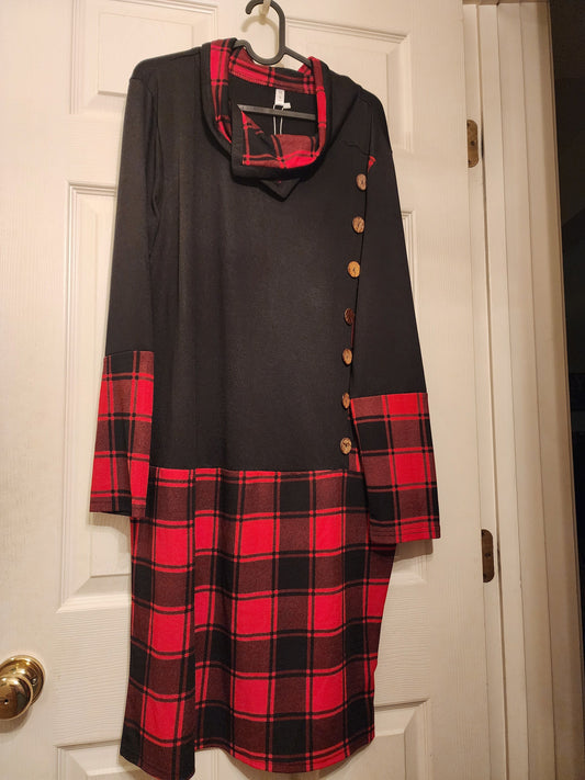 NEW w. Tag - Rosegal dress Black & Buffalo plaid, Knee length Women's - XXL