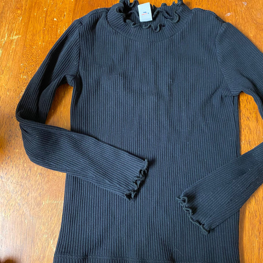 Old Navy Black Ribbed mock neck shirt long sleeve 6 7 6