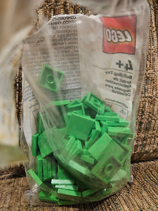LEGO 2x2 flat tile pieces, bright green 129 pieces, new from pick-a-brick order, son ordered wrong color Building