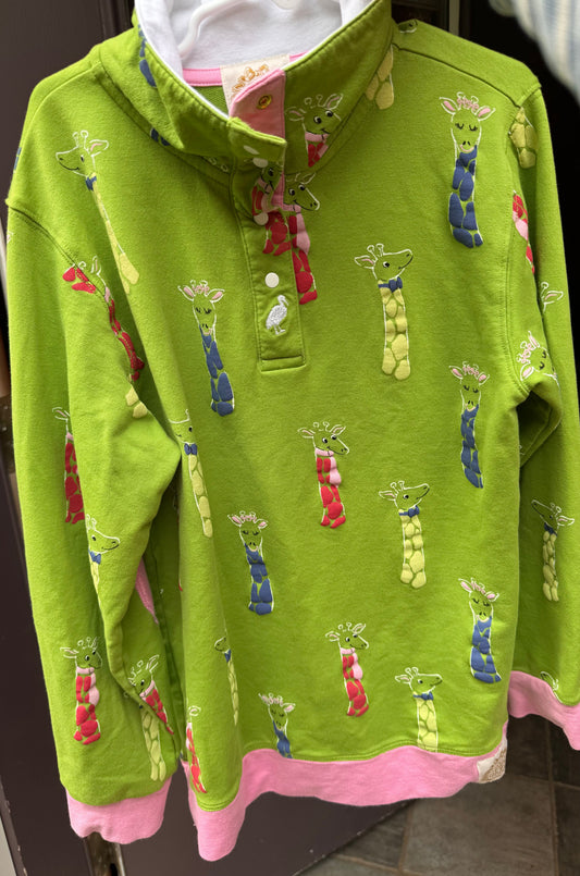 The Bouffant Bonnet Company Pullover Giraffe Green Half Snap Boutique 7
