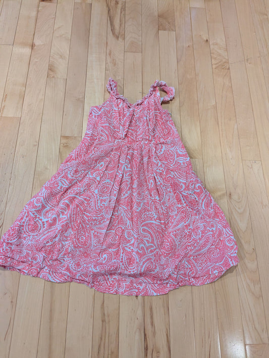 Lands' End Kids Pink Sleeveless Dress Pink and White Paisely, Zippered Back 5T/5