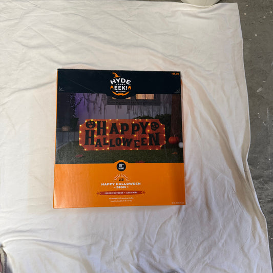 Happy Halloween LED Sign - NEW Indoor/Outdoor 18inchesx 6ft - 45 OrangeLED Bulbs Holiday