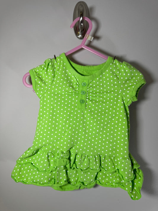 Faded Glory Lime Green Polka Dot Dress Newborn