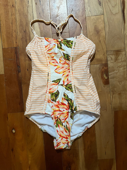 Kona Sol Peach flower print swimsuit in very good condition Women's - S