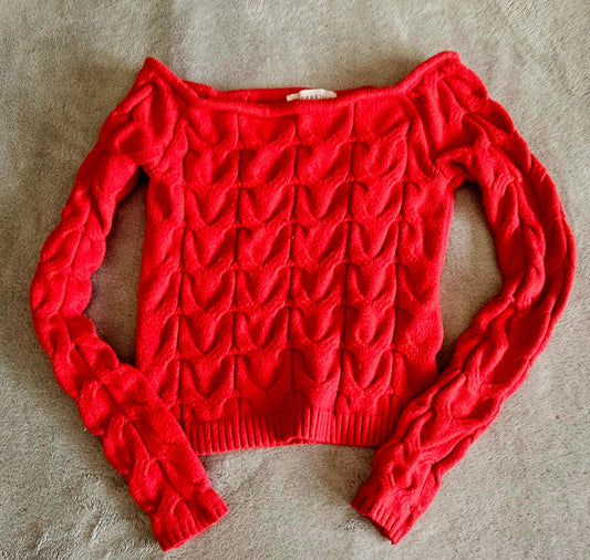 Aeropostale Red cable knit boat neck sweater. Size XS Junior 0