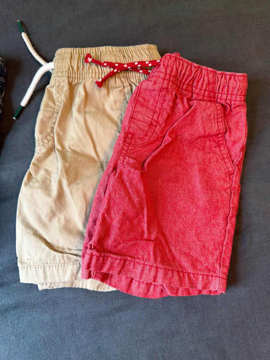 Cat and Jack Red linen and plain chino shorts 4T/4