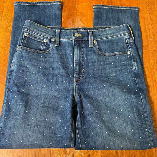 J. Crew jeans 28 Size 28 essential straight jeans Rhinestone studded glam concert Women's 6