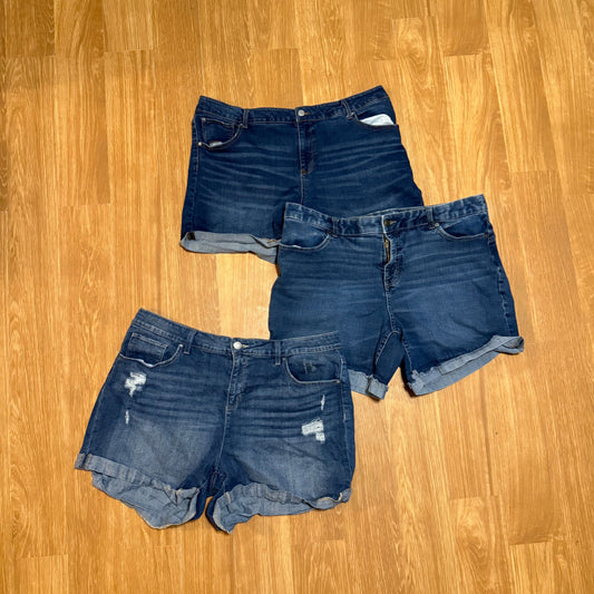 3 pairs of Walmart Dark Wash Denim Jean Shorts size 20 and 20w all worn good condition intentionally distressed Women's 20