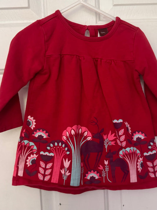 Tea brand 12-18 months red heavier fabric Animals and floral girls 12-18 months 12 Months