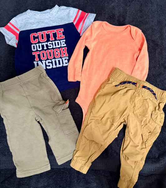 0-3 month 4 piece orange and khaki set 0-3 month 4 piece orange and khaki set 3 Months