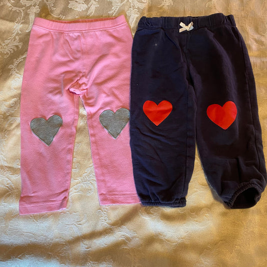 Baby Gap 18m-24m pink heart knee knit leggings, Carters 18m Navy blue cozy heart knee jogger pants 18 Months
