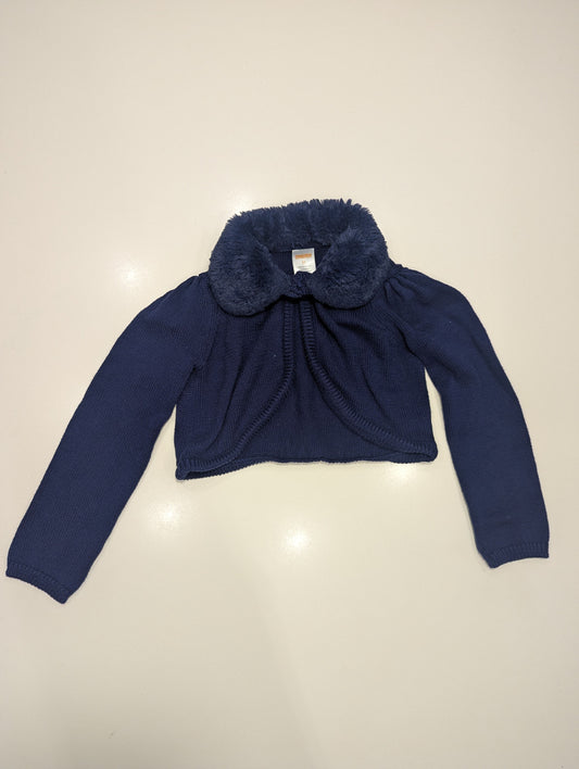 Gymboree Gymboree Girls 5T Navy Cardigan with Faux Fur Collar 5T/5