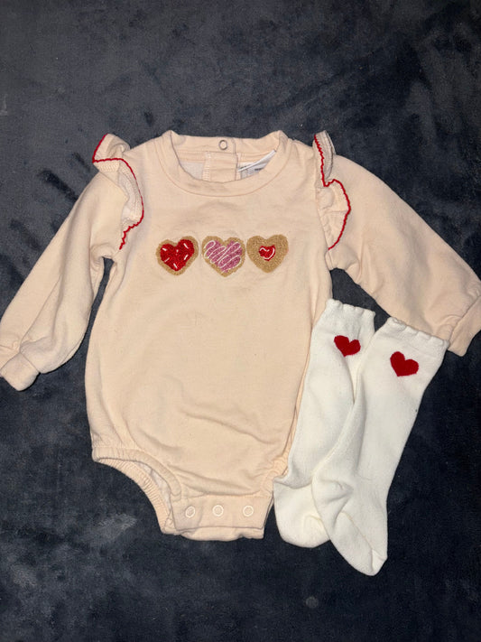 Nicole Miller 3-6 Month Bubble Heart Bubble with Knee High Socks 3 Months