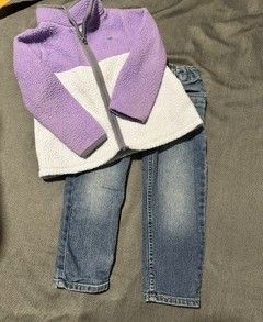 Osh Gosh Purple Zipper Fleece and Jeans 3T