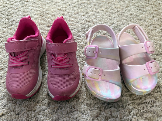 Pink Sneakers size 7 and tie dye sandals size 7/8 Pink Sneakers size 7 and tie dye sandals size 7/8 7 (Toddler)