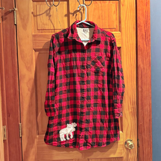 Lazy One buffalo plaid womens flannel nightgown with moose on it Women's - S