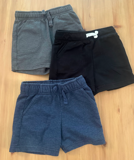 3pc 18m Cat & Jack Sweat Shorts for Summer Dark Gray/Navy/Black Soft Cotton Shorts 18 Months
