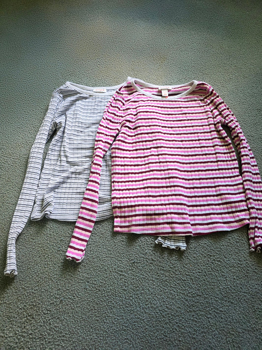 Cat & Jack 2 Medium 7/8 long sleeve striped shirts 7
