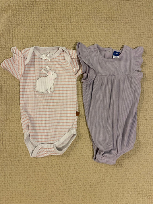 Old Navy and Lila and Jack Short sleeve onesie set purple old navy and striped Lila and Jack 12 Months