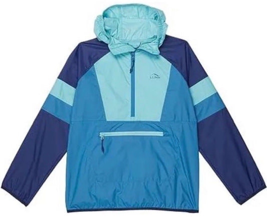 NEW Youth L.L.Bean Pullover Rain Jacket With hood and front pocket half zip 6