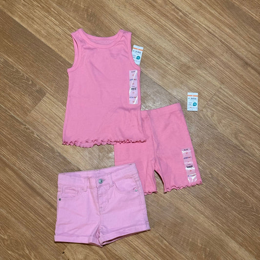 NEW Garanimals/Wonder Nation Pink Ruffle Set 3pc set ruffle tank, ruffle bike short and pink jean short 4T/4