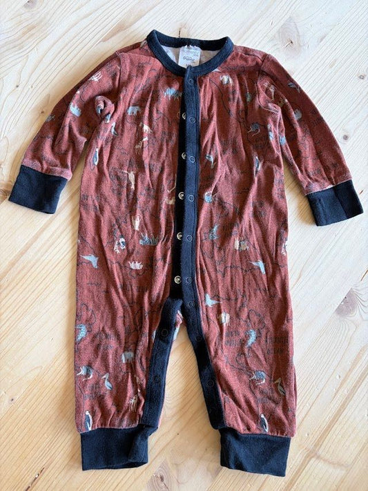 Modern Moments, 3-6m, Maroon Animals Pajamas Maroon, Animals on World Map Design 3 Months
