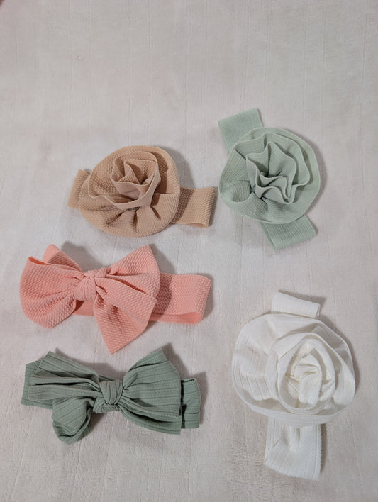 Infant head bands/bows 5 different colored infant headband/bows Hat