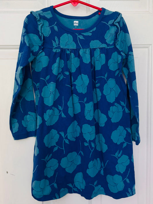 Tea brand dress Preloved Floral blue aqua girls 6 6