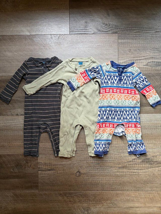 Old Navy, 12-18m, Rompers 3 Pack: Multi-Colored, Green, Striped 12 Months