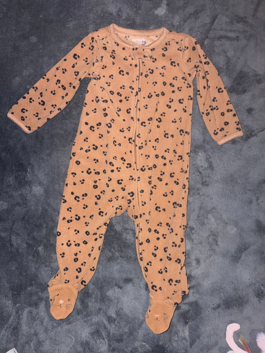 Carters 9 Month Fleece Leopard Sleeper Leopard Print with Cat Feet 9 Months