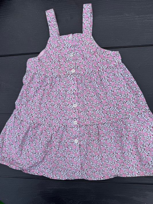 Bisby summer dress button front floral Pink Cottagecore girls 2 tiered 2T