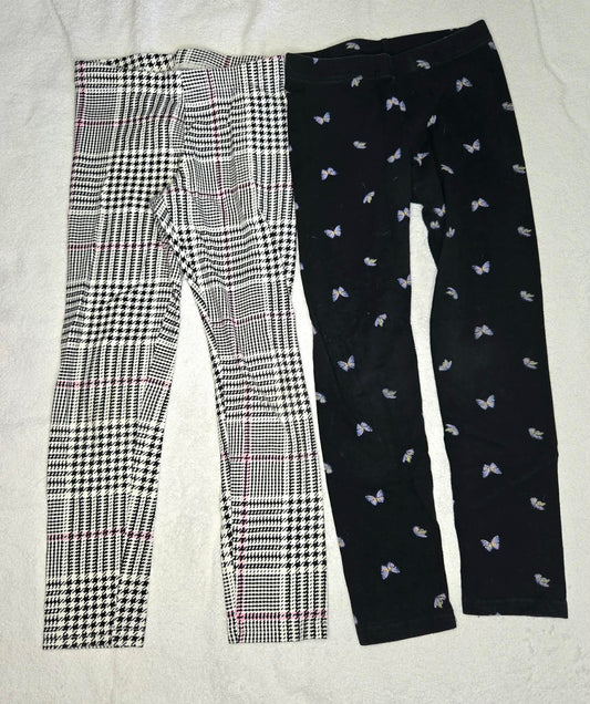 Old Navy Girls' 2 Pack Pants Size 6/7 Black Butterfly and Plaid 6