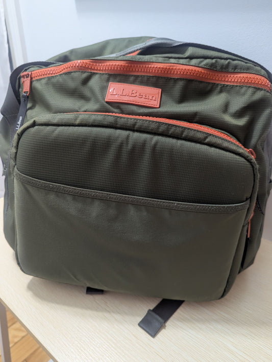 L.L.Bean L.L.Bean Diaper Bag in Green with Orange Detailing Potty and Diapering