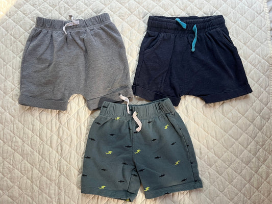 Carter's & Cat and Jack Gray, Navy, and sharks shorts 18 Months