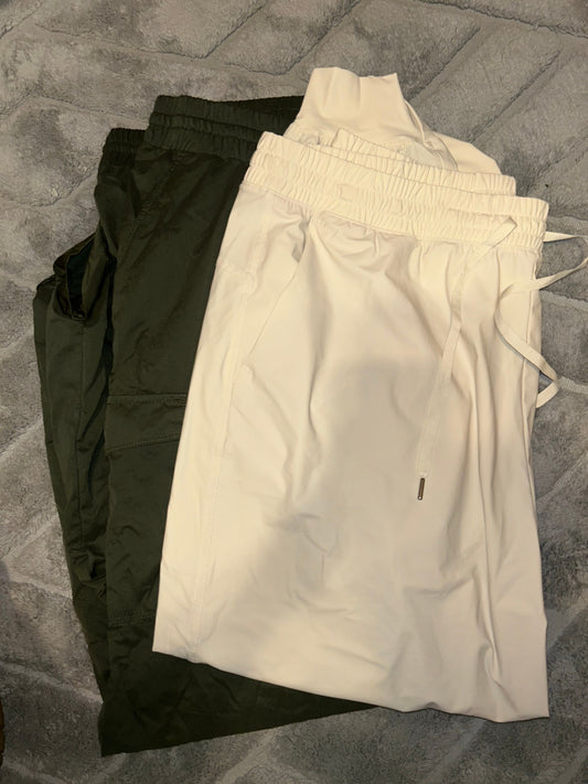 Motherhood Green L Old Navy cream LX Active wear pants one olive green, one cream Women's XL 16