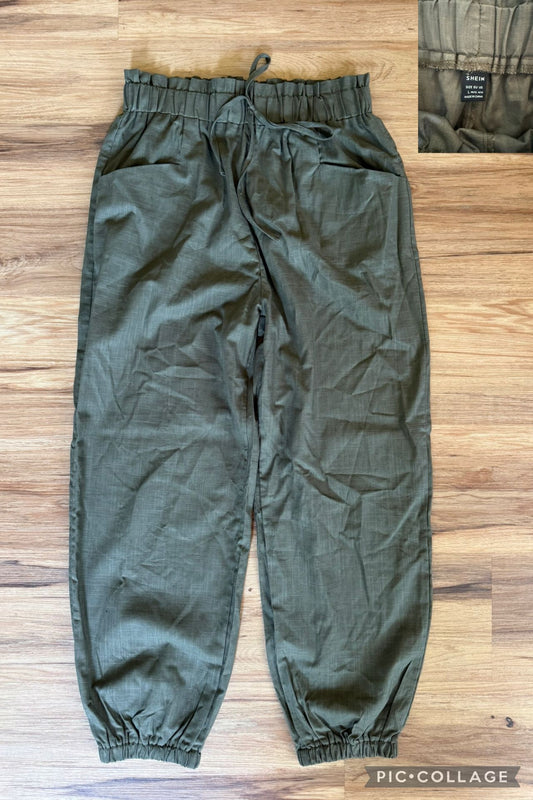 Shein NWOT Olive lightweight high waistedlinen-like pants Women's - L