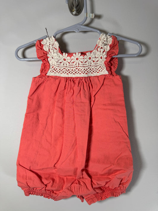 Baby Gap Rust Orange Romper with Cream Embroidery Newborn