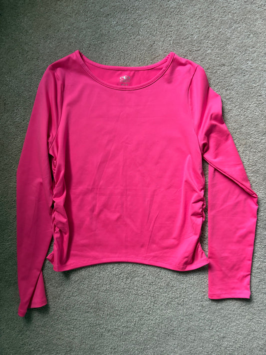 Athletic Works, XXL, Girls ruched tee, neon pink slightly cropped silhouette, ruched along the side seams 18
