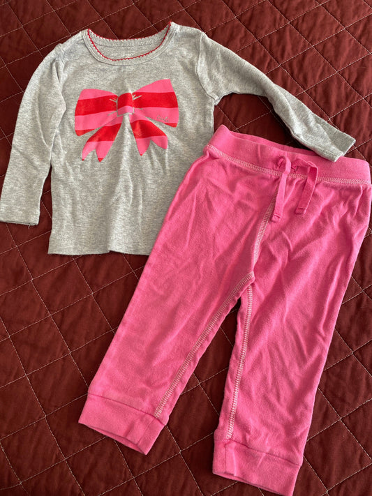 Carters, 12m long sleeve shirt with bow & Old Navy 12m-18m pink pants 12 Months