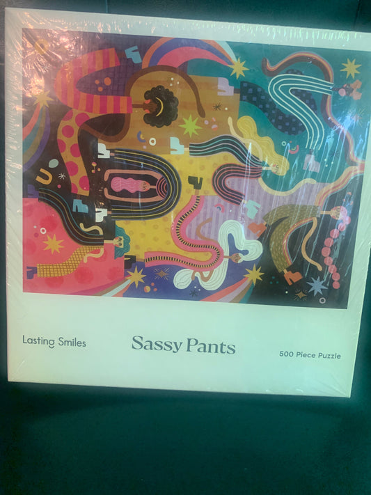 Lasting Smiles Women artist Kenzie Kae Sassy Pants art puzzle. 500 pieces.  New, sealed in box Puzzle