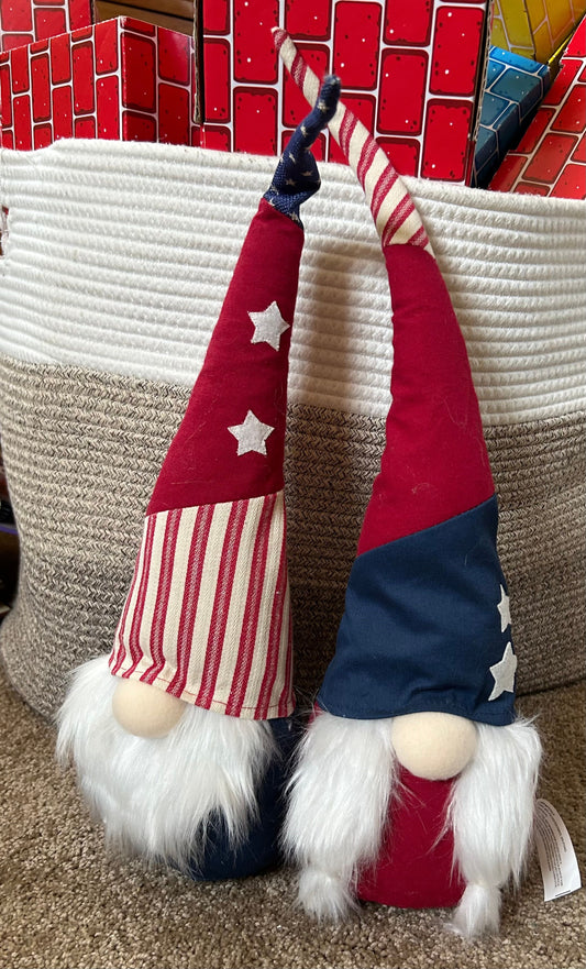 Two patriotic gnomes attached Felt, 17 1/2 inches tall Decor