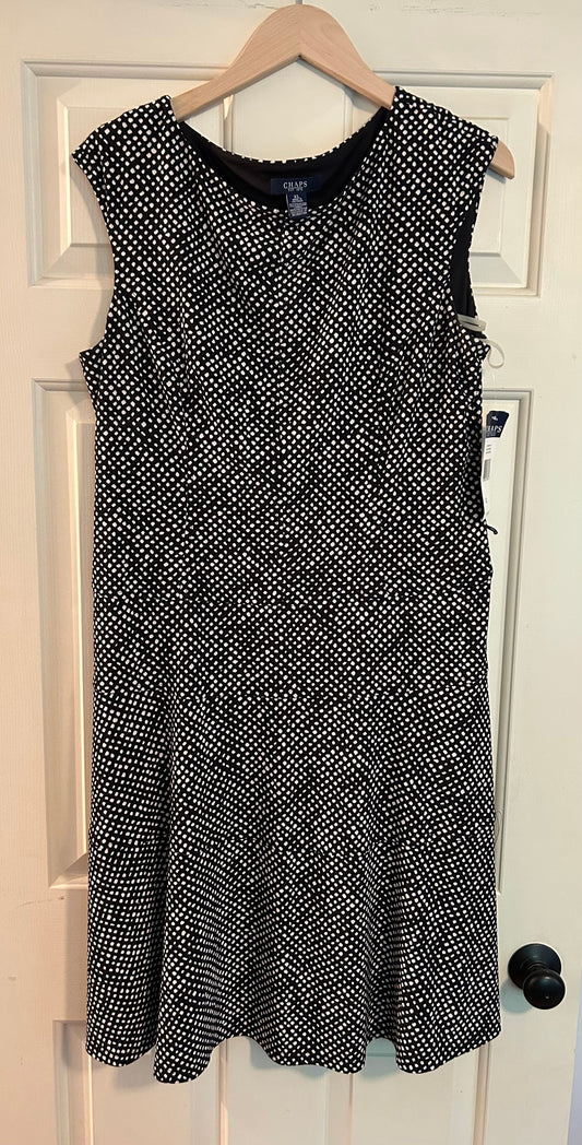 Chaps - mid length Black and white polka dot dress, new with tags Women's - XL