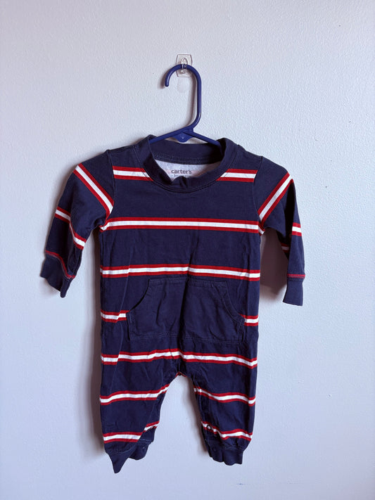 Carter's Stripped Baby Boy Outfit Navy, Red and White Stripes 6 Months