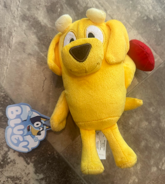 Bluey's Friend Lucky with Red Football NWT Golden Retriever from TV Show Bluey, About 6-8" Tall Plush Toys