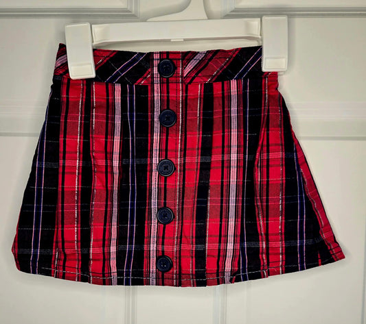Osh Kosh B'Gosh Girls' Size 4 Navy and Crimson Plaid Skort 4T/4