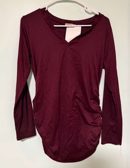Full Moon Maroon Maternity Shirt long sleeve Women's Large 12-14