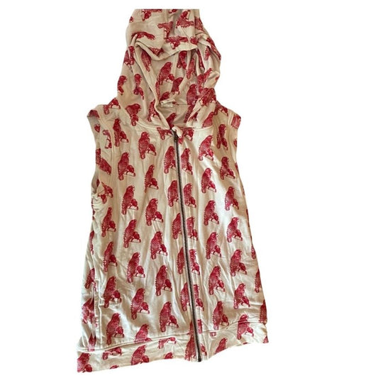 Kate Quinn Red parrot bamboo sleeveless zip hoodie 6 6